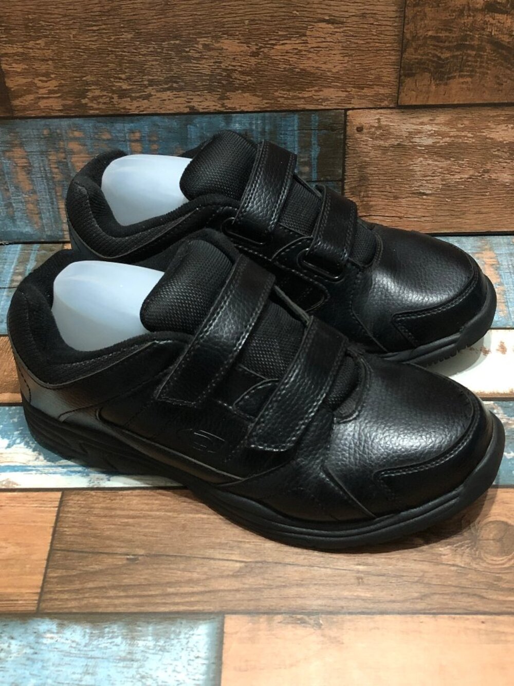 Cross Trekkers Men's Size 8.5W Sneakers Hook & Loop Black Faux Leather